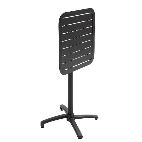 OVIALA - Ensemble table haute de terrasse et 2 chaises en aluminium noir - Almada - large