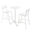 OVIALA - Ensemble table haute de terrasse et 2 chaises en aluminium blanc - Almada - vignette