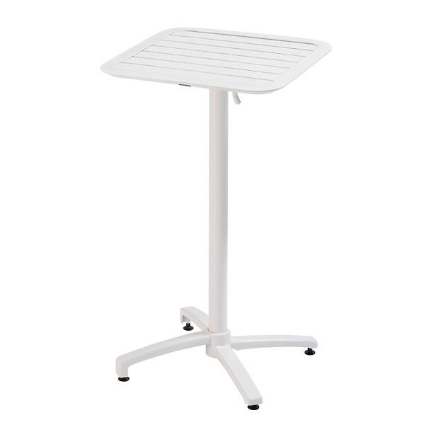 OVIALA - Ensemble table haute de terrasse et 2 chaises en aluminium blanc - Almada - large