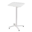 OVIALA - Ensemble table haute de terrasse et 2 chaises en aluminium blanc - Almada - vignette