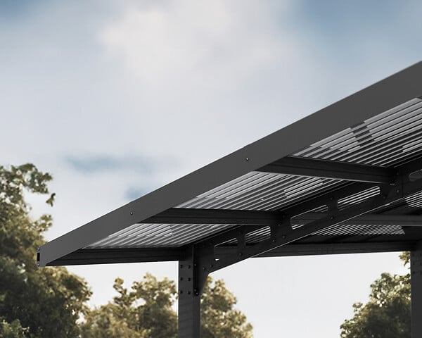 CANOPIA - Abri Voiture Canopia Sydney 3x6m Porte-à-Faux - Structure Aluminium Noir, Panneaux Polycarbonate Ondulés Gris Solaire - large