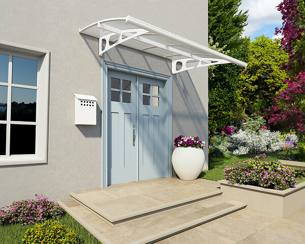 CANOPIA - Canopia Marquise de porte Bordeaux 223,5 x 140 cm Blanche - large