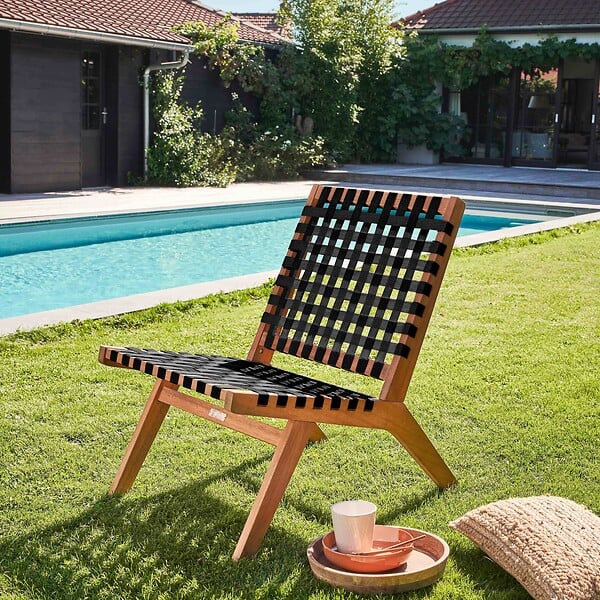 OVIALA - Fauteuil relax en bois d'eucalyptus noir - Bondy - large