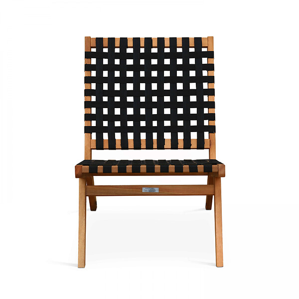 OVIALA - Fauteuil relax en bois d'eucalyptus noir - Bondy - large