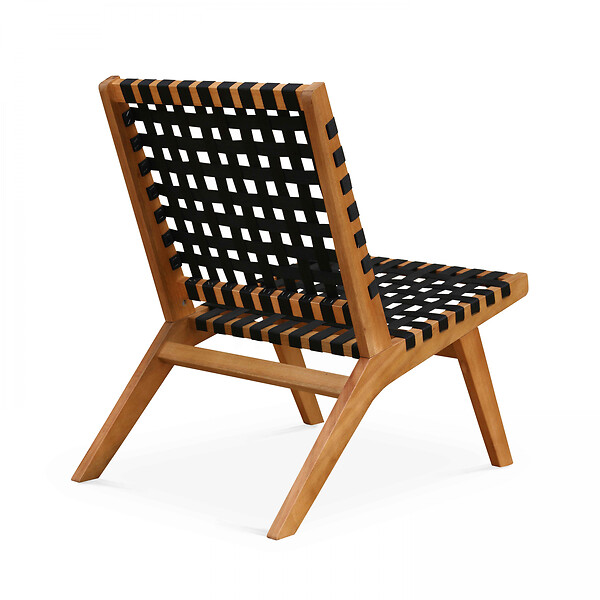 OVIALA - Fauteuil relax en bois d'eucalyptus noir - Bondy - large