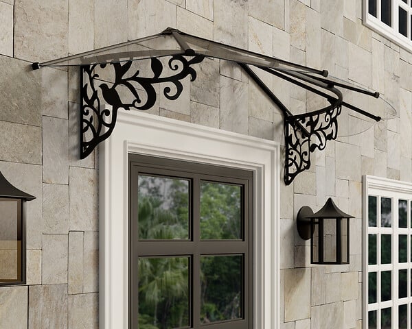 CANOPIA - Canopia Marquise de porte Lily 216 x 88 cm Noir - large