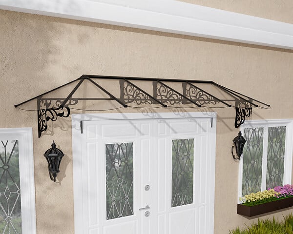 CANOPIA - Canopia Marquise de porte Lily 370 x 88  cm Noir - large