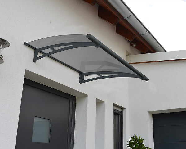 CANOPIA - Canopia Marquise de porte Aquila 150,5 x 91,5 cm Grise, toiture teintée - large