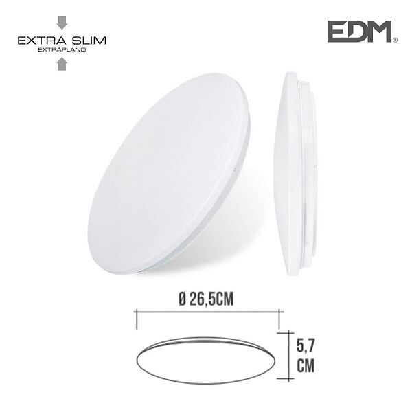 EDM - Plafonnier Circulaire Extra-Plat 12W 1160lm (60W) - Blanc Naturel 4000K - large
