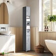 VOUNOT - Meuble rangement salle de bain Haut colonne 180x20x20cm MDF gris - vignette