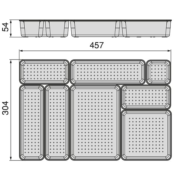 EMUCA - Kit de 8 seaux organisateurs Cube pour tiroirs, Plastique, Transparent - large