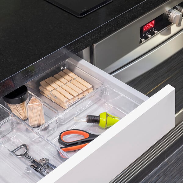 EMUCA - Kit de 8 seaux organisateurs Cube pour tiroirs, Plastique, Transparent - large