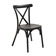 OVIALA - Chaise de terrasse noire en aluminium effet bois - Sintra - vignette