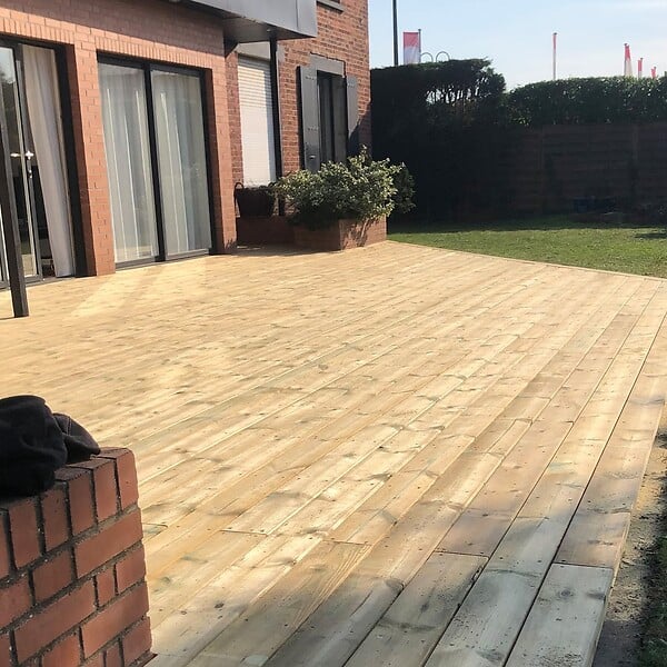 TERRASSEENBOIS - Planches de terrasse Pin autoclave Vert pour 40 m², Longueur 3,3 m. - large