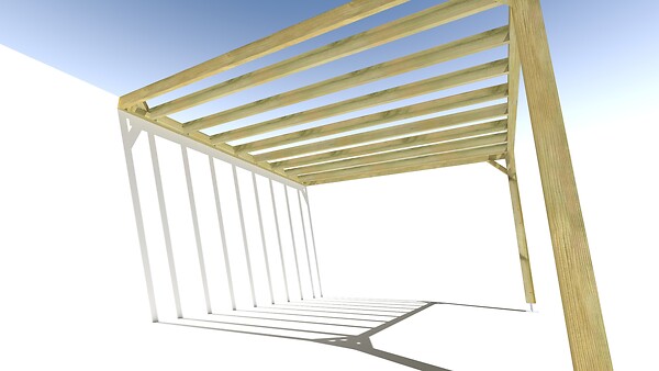 MA PERGOLA BOIS - Pergola bois • 4m x 4m • adossée • sens profondeur - large