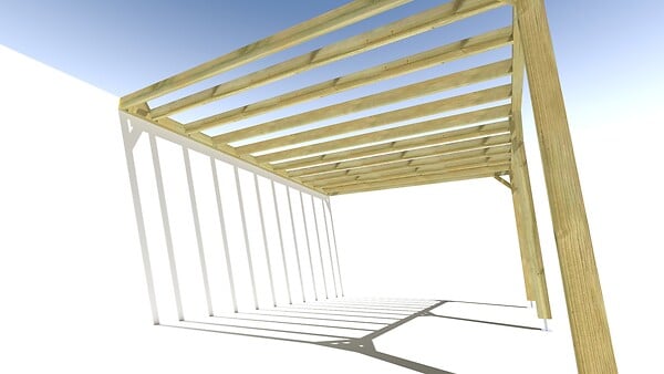 MA PERGOLA BOIS - Pergola bois • 5m x 4m • adossée • sens profondeur - large