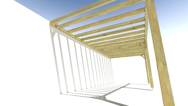 MA PERGOLA BOIS - Pergola bois • 7m x 3m • adossée • sens profondeur - large