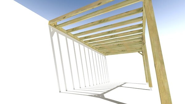 MA PERGOLA BOIS - Pergola bois • 6m x 3m • adossée • sens profondeur - large