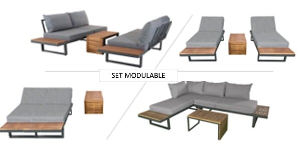 Salon modulable Izzy sofa set - 2 canapés + table basse - large