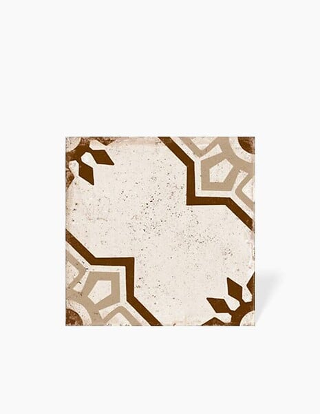 COMPTOIR DU CERAME - CARRELAGE IMITATION CIMENT MOTIF FLORAL MARRON VIEILLI 22.5X22.5 - MK2305052 - large