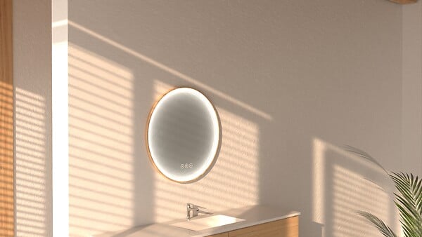 MP GLASS - Miroir LED salle de bain Swann Wood - Diam.60cm - large