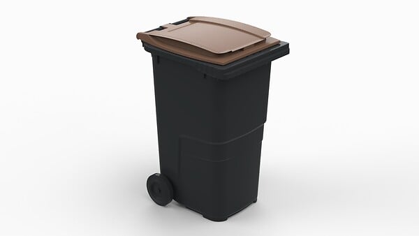 SULO - Bac poubelle roulant SULO de 240 litres cuve grise couvercle marron - large