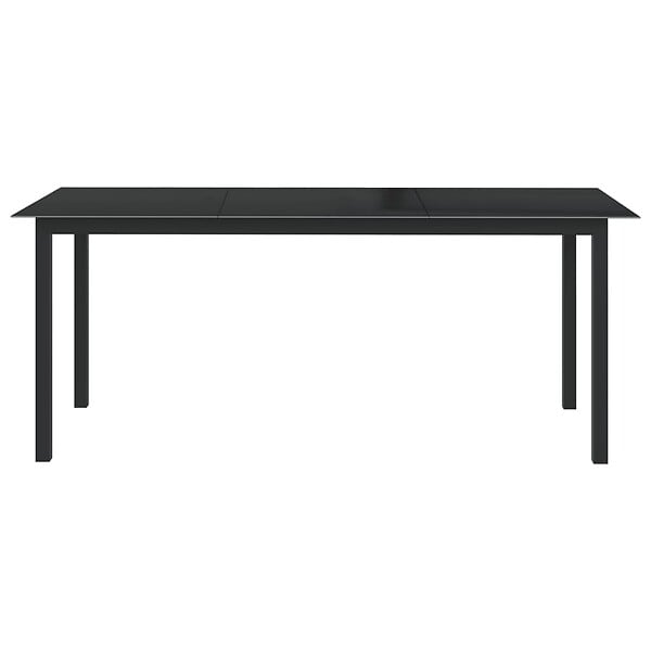 VIDAXL - vidaXL Table de jardin Noir 190x90x74 cm Aluminium et verre - large