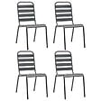VIDAXL - vidaXL Chaises d'extérieur lot de 4 Design à lattes Acier Gris foncé - vignette