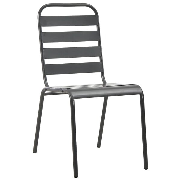 VIDAXL - vidaXL Chaises d'extérieur lot de 4 Design à lattes Acier Gris foncé - large