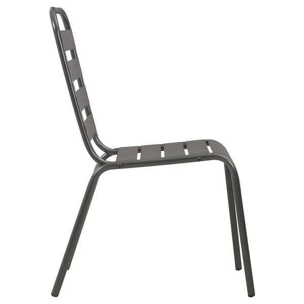 VIDAXL - vidaXL Chaises d'extérieur lot de 4 Design à lattes Acier Gris foncé - large