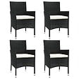 VIDAXL - vidaXL Chaises de jardin avec coussins lot de 4 Résine tressée Noir - vignette