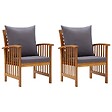 VIDAXL - vidaXL Chaises de jardin avec coussins lot de 2 Bois d'acacia massif - vignette