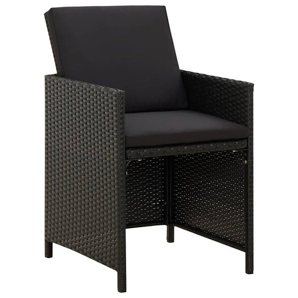 VIDAXL - vidaXL Chaises de jardin avec coussins lot de 4 Résine tressée Noir - large