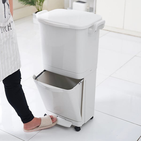 KITCHEN MOVE - Poubelle tri sélectif avec roulettes VALORIS 45L - large
