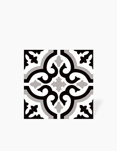 COMPTOIR DU CERAME - CARRELAGE FLEUR BARROQUE GRIS/NOIR IMITATION CIMENT 22.5X22.5 MK2305022 - large