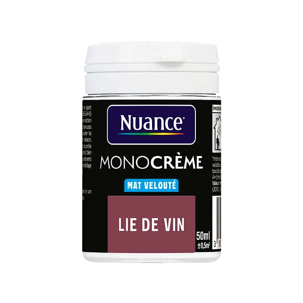 NUANCE - Testeur peinture MonoCrème - Lie de vin - Mat - 50ml - large