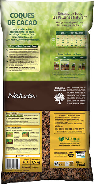 NATUREN - Paillage Coque de Cacao - 100% naturel - 40 L - large