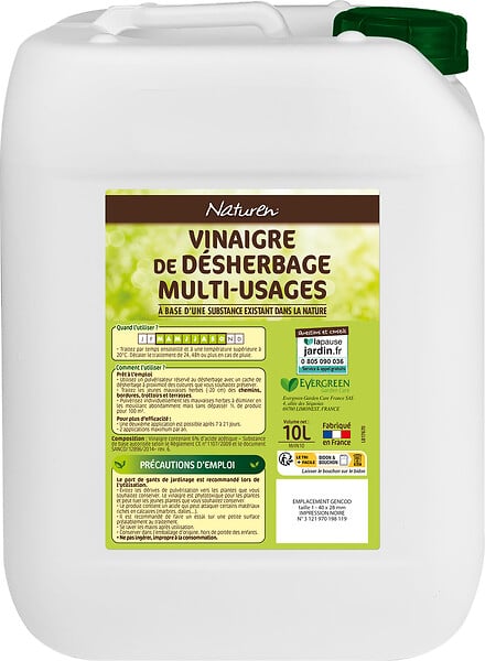 NATUREN - Vinaigre de désherbage multi-usages prêt à l'emploi - 10 L - large