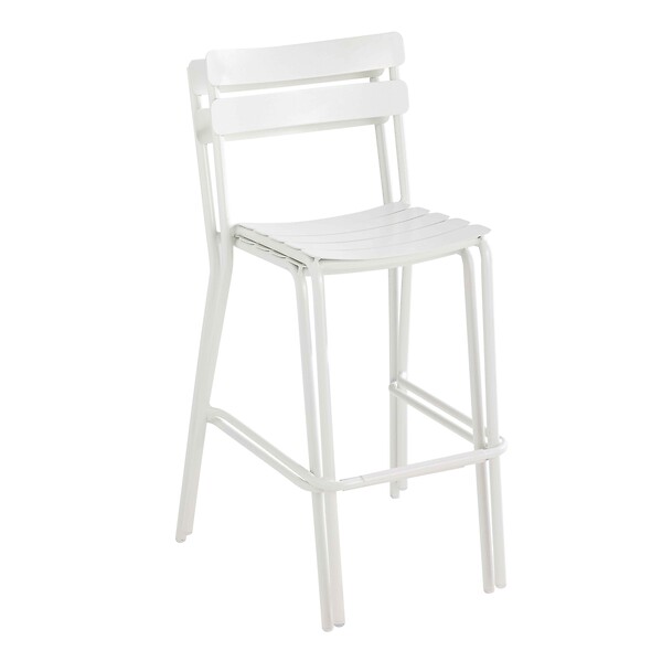 OVIALA - Ensemble table haute de terrasse et 2 chaises en aluminium blanc - Almada - large