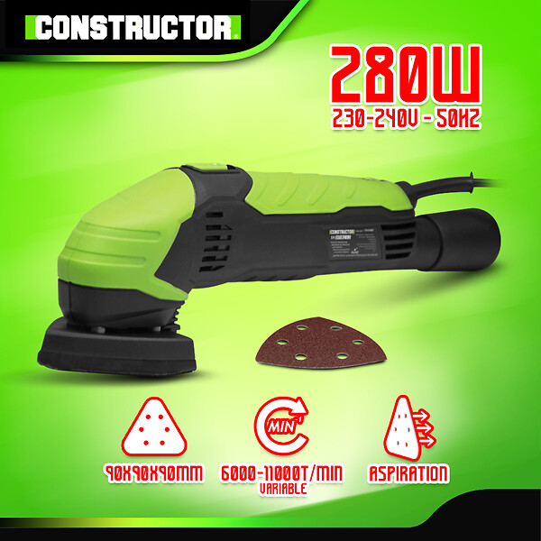 CONSTRUCTOR - Ponceuse delta 280W 90x90x90mm - large