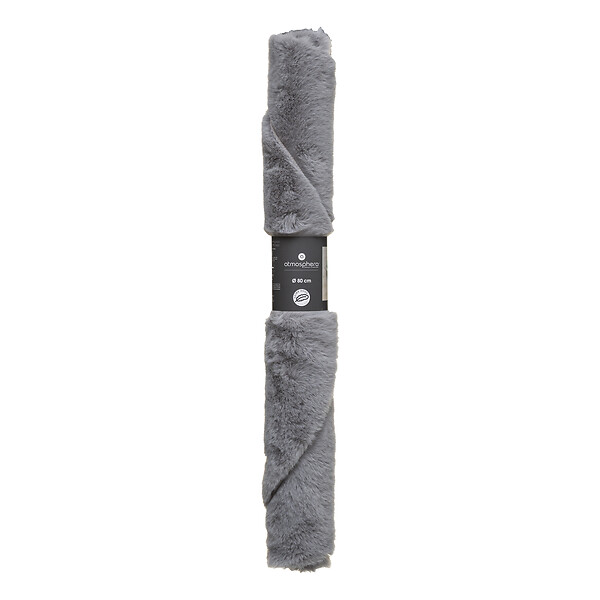 ATMOSPHERA - Tapis rond fausse fourrure extra doux - Gris - Diam.80cm - large