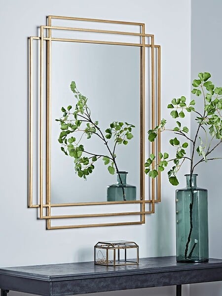 DADA ART - Miroir rectangle métal Art Déco - Doré mat - 48x70cm - large