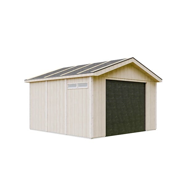 TIMBELA - Garage QUALITÉ PREMIUM 13 m² - L378xl412 cm - garage pour moto, vélos, machines de jardinage - Construction en Panneaux LP Smartside - Abri de jardin Timbela M990B - large