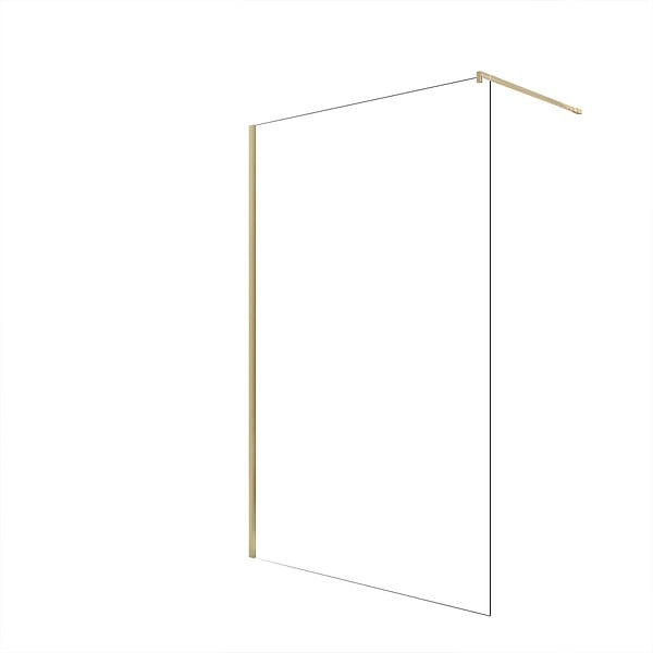 AURLANE - Paroi de Douche 120x195 cm en Verre Trempé 5 mm - Finition Or Brossé - GOLD ELEMENTARY - large