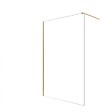 AURLANE - Paroi de Douche 120x195 cm en Verre Trempé 5 mm - Finition Or Brossé - GOLD ELEMENTARY - vignette