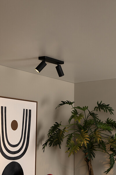 LUCIDE - Spot plafond aluminium CLUBS Noir 2xGU10 40W - large