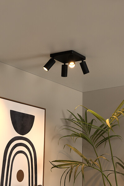 LUCIDE - Spot plafond aluminium Clubs - Noir - 4xGU10 40W - large