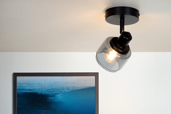 LUCIDE - Spot plafond métal BJORN - Noir - Culot E14 40W - large