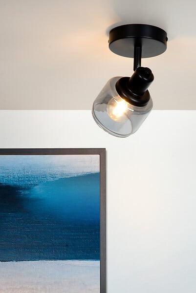 LUCIDE - Spot plafond métal BJORN - Noir - Culot E14 40W - large