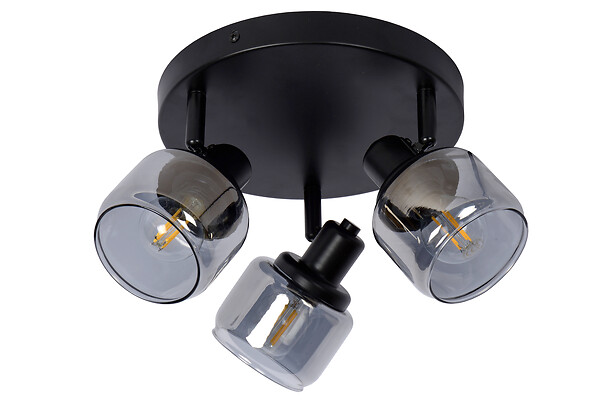 LUCIDE - BJORN Spot plafond-Noir-Ø38-3xE14-40W-Métal - large